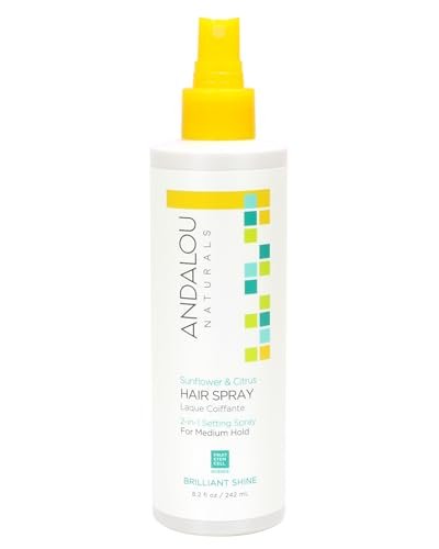 Andalou Naturals Sunflower & Citrus Brilliant Shine Haarspray – Glanz & mittlerer Halt mit Aloe Vera, 8,2 fl oz