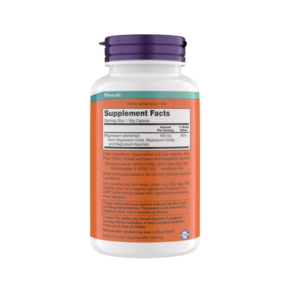 NOW Foods Magnesium 400 mg – 360 vegane Kapseln zur Unterstützung von Energieproduktion, Enzymfunktion und Nervensystem