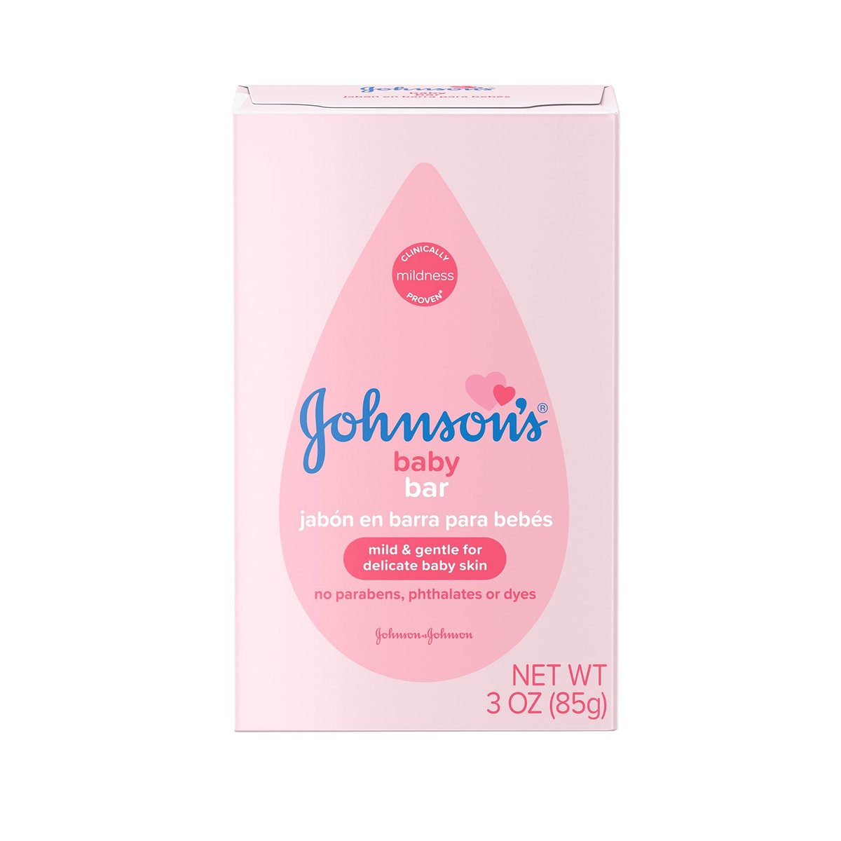 Johnson's Baby Seifenstück, Sanft für Babybad und Hautpflege, Hypoallergen und Dermatologisch getestet, Parabenfrei, Phthalatfrei, Farbstofffrei, 3 Unzen (Packung mit 6)
