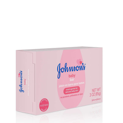 Johnson's Baby Seifenstück, Sanft für Babybad und Hautpflege, Hypoallergen und Dermatologisch getestet, Parabenfrei, Phthalatfrei, Farbstofffrei, 3 Unzen (Packung mit 6)