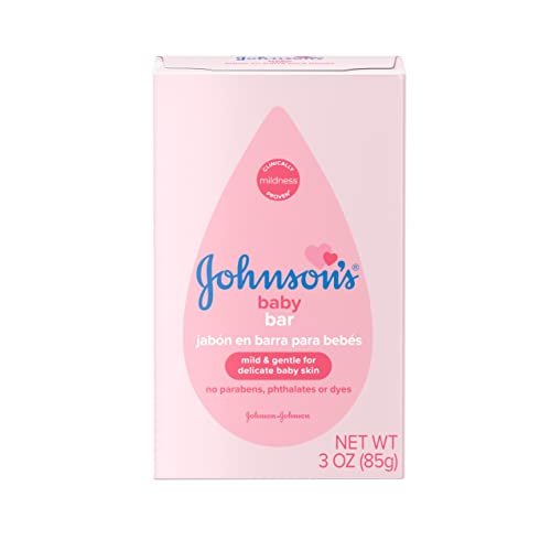 Johnson's Baby Seifenstück, Sanft für Babybad und Hautpflege, Hypoallergen und Dermatologisch getestet, Parabenfrei, Phthalatfrei, Farbstofffrei, 3 Unzen (Packung mit 6)