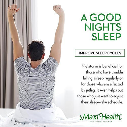 Maxi Health Melatonin 1mg Kautabletten – Einschlafhilfe zur Förderung des natürlichen Schlafs – Nicht gewohnheitsbildendes Nahrungsergänzungsmittel mit Enzymax für schnelle Wirkung, koscher (100 Stück)
