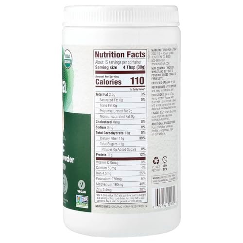 Nutiva Bio Hanfproteinpulver – roh, kaltgepresst, ballaststoffreich, 454 g
