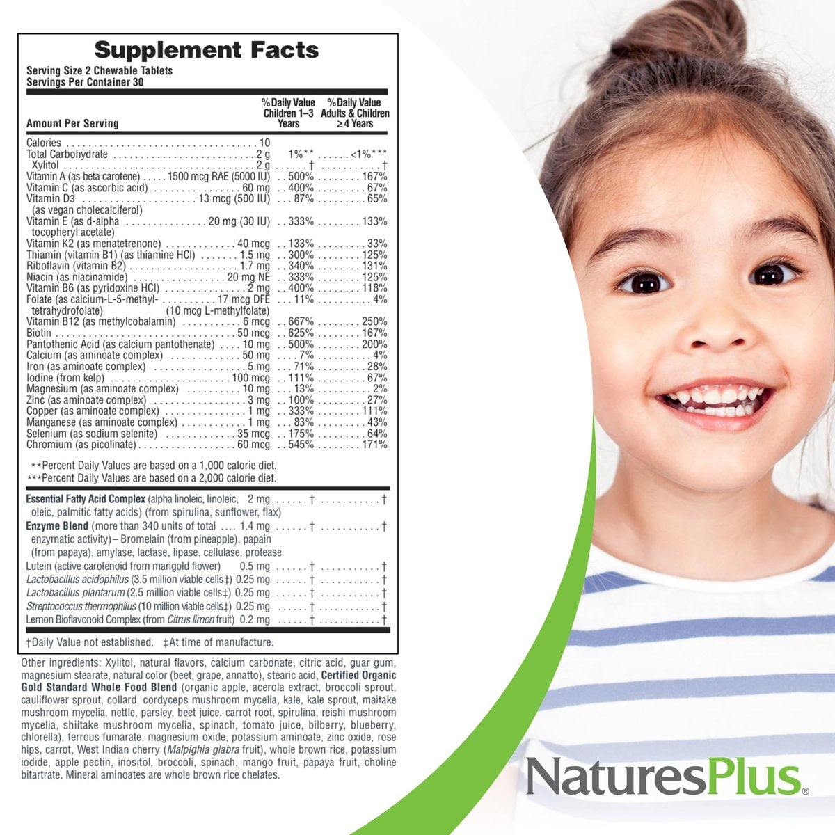 NaturesPlus Animal Parade Source of Life Gold Kinder Multivitamin zum Kauen - Mischung aus Kirsch-, Orangen- und Traubengeschmack - 60 Kautabletten - Vegetarisch, Glutenfrei - 30 Portionen