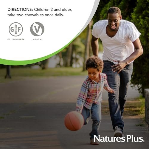 NaturesPlus Animal Parade Gold Kinder Multivitamin - 120 Kautabletten in Tierform - Kirsch-, Orangen- & Traubengeschmack - Vegetarisch, Glutenfrei - 60 Portionen