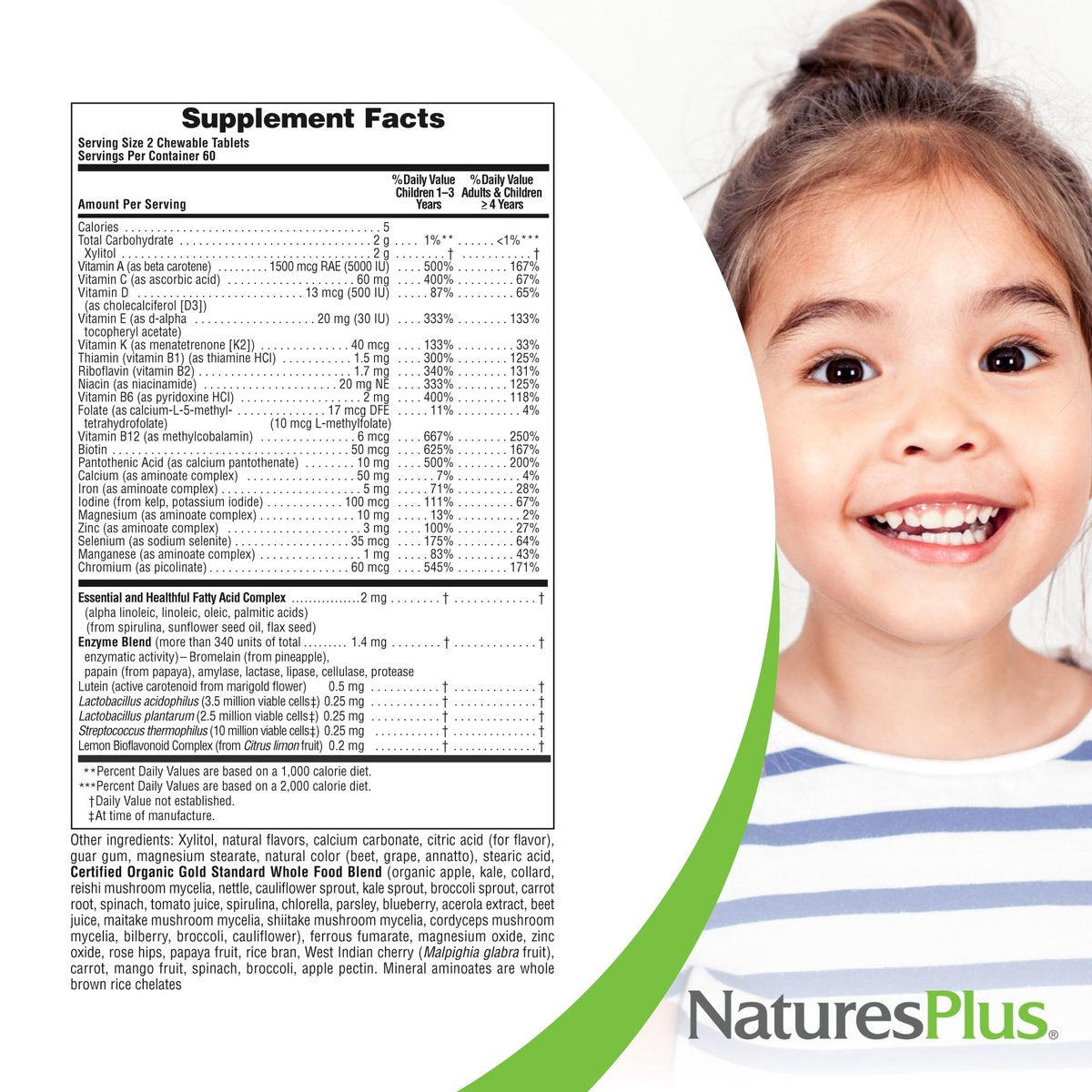 NaturesPlus Animal Parade Gold Kinder Multivitamin - 120 Kautabletten in Tierform - Kirsch-, Orangen- & Traubengeschmack - Vegetarisch, Glutenfrei - 60 Portionen