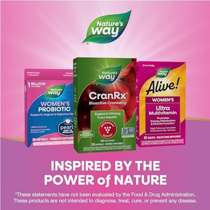 Nature's Way CranRx® BioActive Cranberry – 30 Kapseln, 500 mg, Unterstützung der Harnwegsgesundheit, Antioxidans, vegan, Non-GMO Project verifiziert