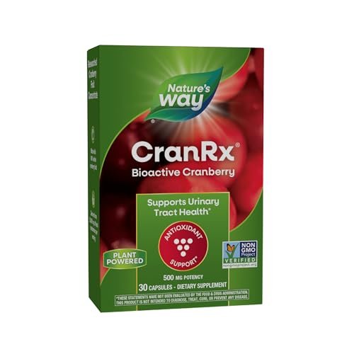 Nature's Way CranRx® BioActive Cranberry – 30 Kapseln, 500 mg, Unterstützung der Harnwegsgesundheit, Antioxidans, vegan, Non-GMO Project verifiziert