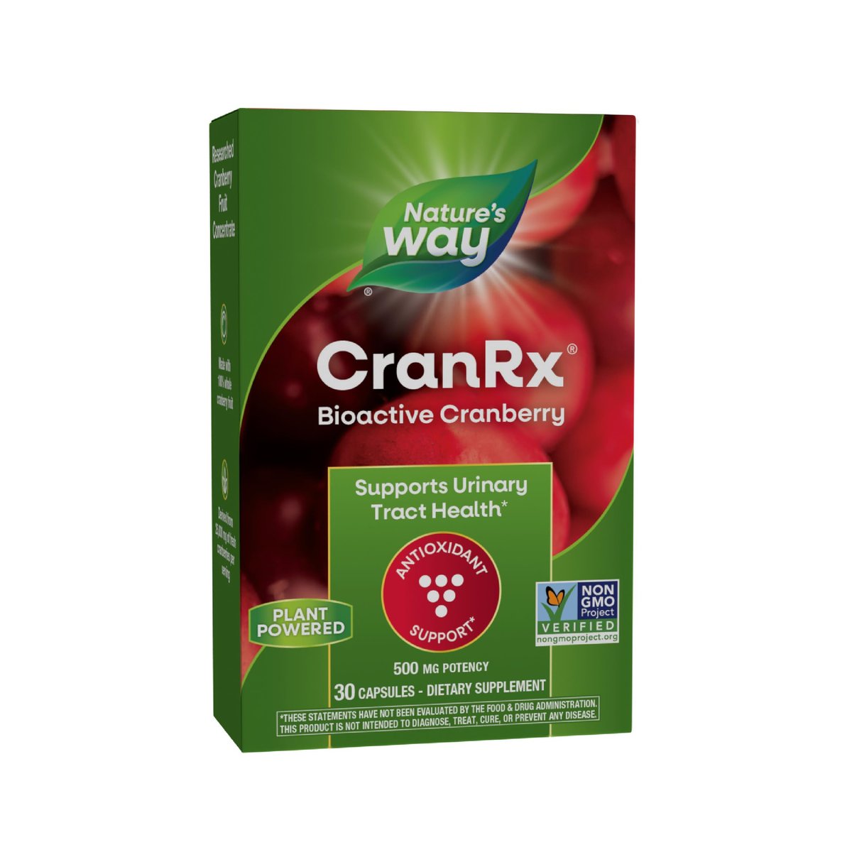 Nature's Way CranRx® BioActive Cranberry – 30 Kapseln, 500 mg, Unterstützung der Harnwegsgesundheit, Antioxidans, vegan, Non-GMO Project verifiziert