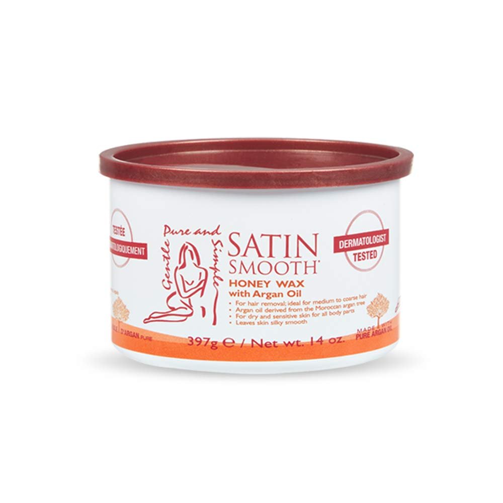 Satin Smooth Honig-Haarentfernungs-Wachs mit Arganöl, für mittleres bis grobes Haar, Ganzkörper-Waxing, ideal für empfindliche Haut, 396 g