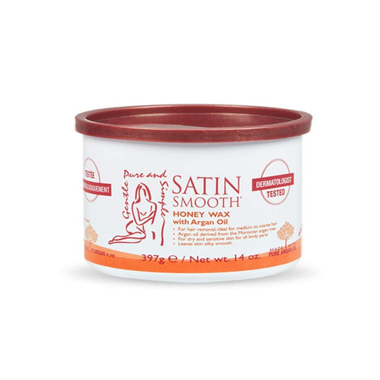 Satin Smooth Honig-Haarentfernungs-Wachs mit Arganöl, für mittleres bis grobes Haar, Ganzkörper-Waxing, ideal für empfindliche Haut, 396 g