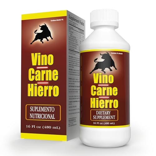 Menper Vino Carne Hierro Eisenpräparat | Flüssiges Eisen mit Vitaminen für Energie, rote Blutkörperchen & Sauerstofftransport | 473 ml