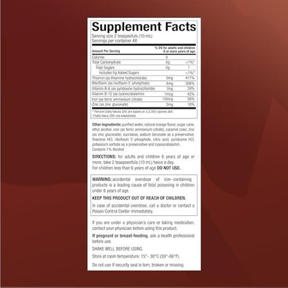 Menper Vino Carne Hierro Eisenpräparat | Flüssiges Eisen mit Vitaminen für Energie, rote Blutkörperchen & Sauerstofftransport | 473 ml