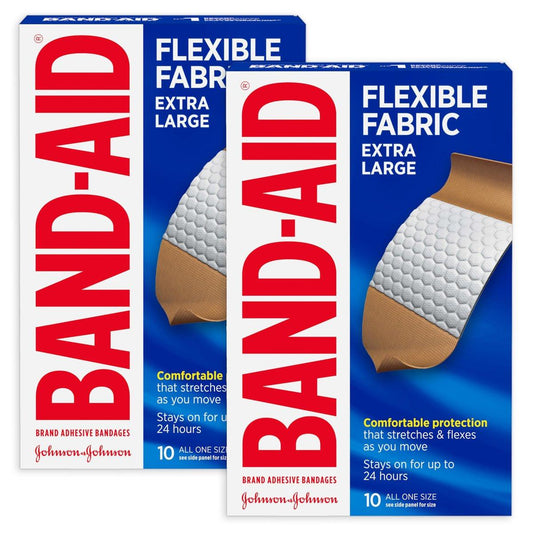 Band-Aid Brand Flexible Fabric Pflaster, extra groß, 10 Stück (2er-Pack)