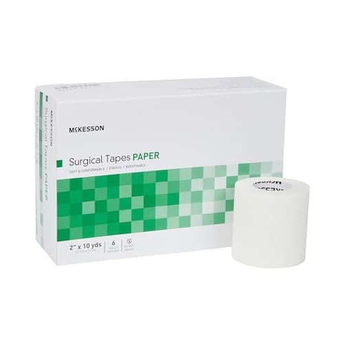 McKesson Chirurgisches Pflaster, unsteril, Papier, luft- und feuchtigkeitsdurchlässig, 5 cm x 9,1 m, 6 Rollen