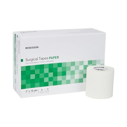 McKesson Chirurgisches Pflaster, unsteril, Papier, luft- und feuchtigkeitsdurchlässig, 5 cm x 9,1 m, 6 Rollen