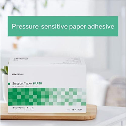 McKesson Chirurgisches Pflaster, unsteril, Papier, luft- und feuchtigkeitsdurchlässig, 5 cm x 9,1 m, 6 Rollen