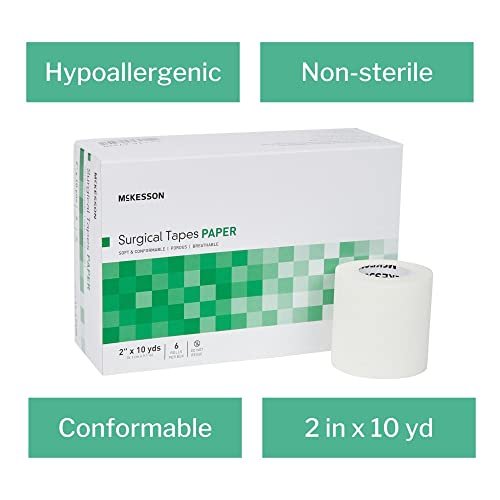 McKesson Chirurgisches Pflaster, unsteril, Papier, luft- und feuchtigkeitsdurchlässig, 5 cm x 9,1 m, 6 Rollen