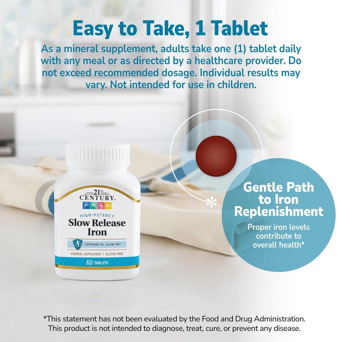 21st Century Slow Release Eisen Tabletten, 60 Stück