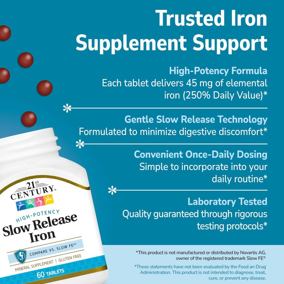 21st Century Slow Release Eisen Tabletten, 60 Stück