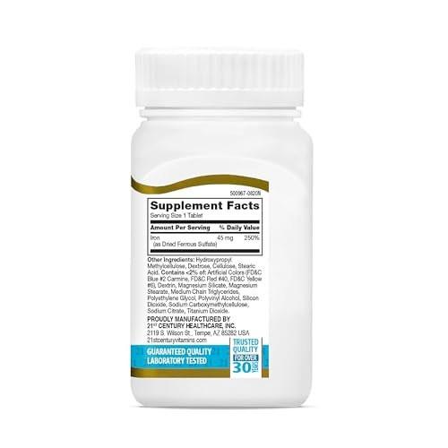 21st Century Slow Release Eisen Tabletten, 60 Stück