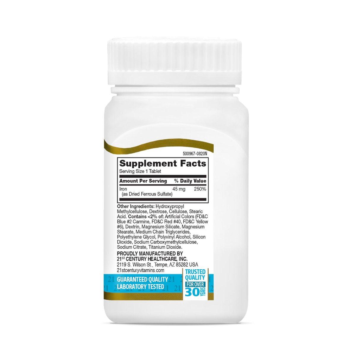 21st Century Slow Release Eisen Tabletten, 60 Stück