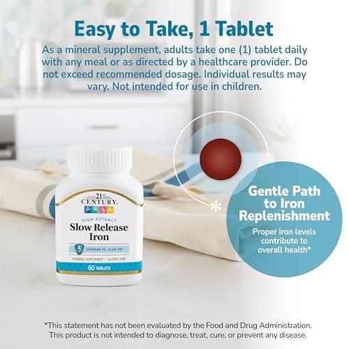 21st Century Slow Release Eisen Tabletten, 60 Stück