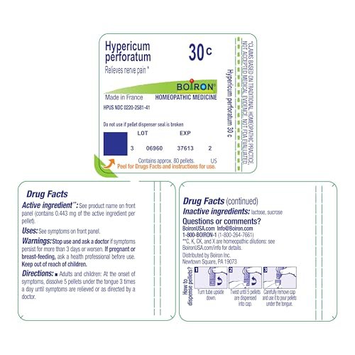 Boiron Hypericum Perforatum 200CK - 80 Kügelchen - Homöopathisches Mittel bei Nervenschmerzen