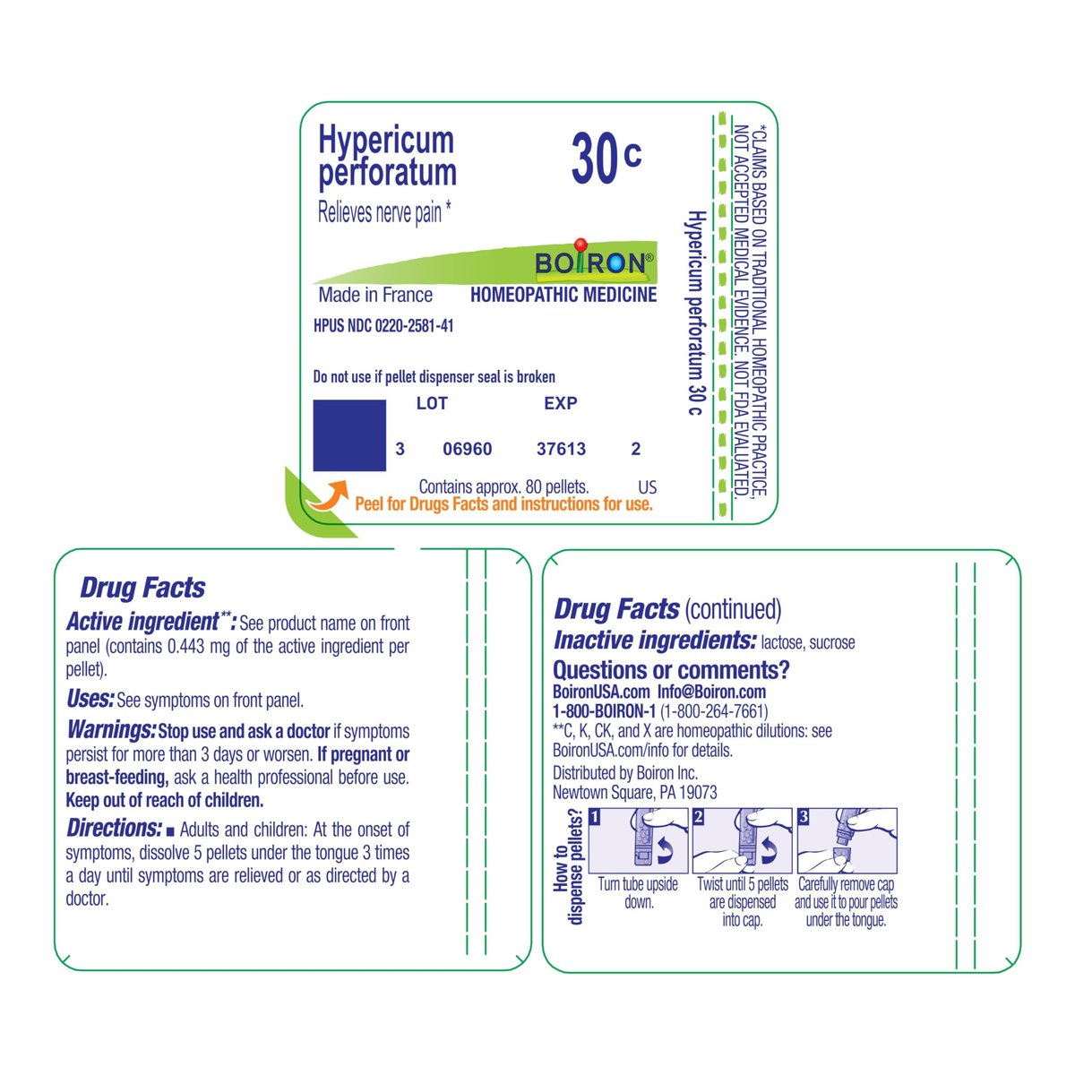 Boiron Hypericum Perforatum 30C Homöopathisches Mittel bei Nervenschmerzen – 80 Kügelchen