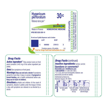 Boiron Hypericum Perforatum 30C Homöopathisches Mittel bei Nervenschmerzen – 80 Kügelchen