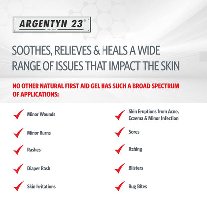 Argentyn 23 Professionelles Silber-First-Hilfe-Gel – Argentum Metallicum Gel zur Wundpflege, topische Hautpflege für beruhigende Unterstützung mit praktischer Pumpe – 30 ml