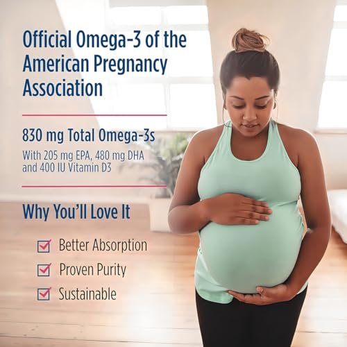 Nordic Naturals Prenatal DHA, ungewürzt - 90 Weichkapseln - 830 mg Omega-3 + 400 IE Vitamin D3 - Unterstützt die Gehirnentwicklung bei Babys während Schwangerschaft & Stillzeit - Non-GMO - 45 Portionen