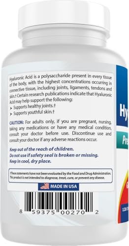 Best Naturals Hyaluronsäure 100 mg 120 Kapseln – Unterstützt gesunde Gelenke und jugendliche Haut