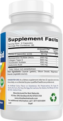 Best Naturals Hyaluronsäure 100 mg 120 Kapseln – Unterstützt gesunde Gelenke und jugendliche Haut