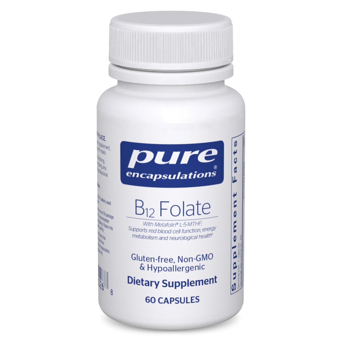 Pure Encapsulations B12 Folat – Energie, Nerven & kognitive Unterstützung mit Metafolin, 60 Kapseln