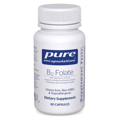 Pure Encapsulations B12 Folat – Energie, Nerven & kognitive Unterstützung mit Metafolin, 60 Kapseln
