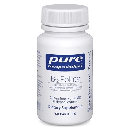 Pure Encapsulations B12 Folat – Energie, Nerven & kognitive Unterstützung mit Metafolin, 60 Kapseln