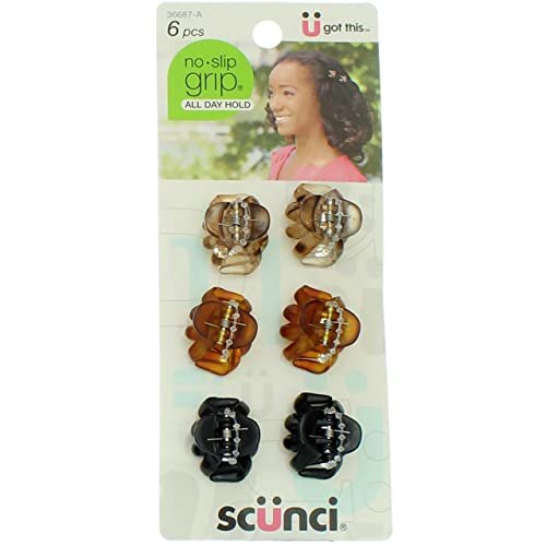 Scunci No-Slip Grip Mini Octopus Haarspangen - 6 Stück (2er-Pack) - Schwarz
