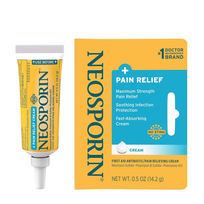 Neosporin + Maximalstarke Schmerzlinderung Dual Action Creme – Antibiotische & analgetische Erste-Hilfe-Creme für Infektionsschutz & Wundversorgung bei kleinen Schnitten, Schrammen & Verbrennungen, 0,5 Unzen, 2er-Pack