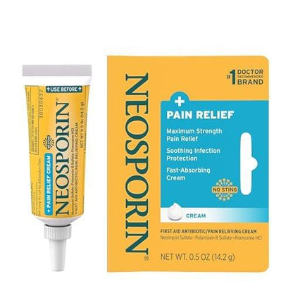 Neosporin + Maximalstarke Schmerzlinderung Dual Action Creme – Antibiotische & analgetische Erste-Hilfe-Creme für Infektionsschutz & Wundversorgung bei kleinen Schnitten, Schrammen & Verbrennungen, 0,5 Unzen, 2er-Pack