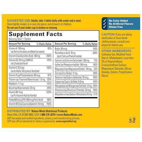 Nature Made Multivitamin für Männer – Ohne Eisen, Tägliche Nahrungsergänzung, 90 Tabletten, 90-Tage-Vorrat