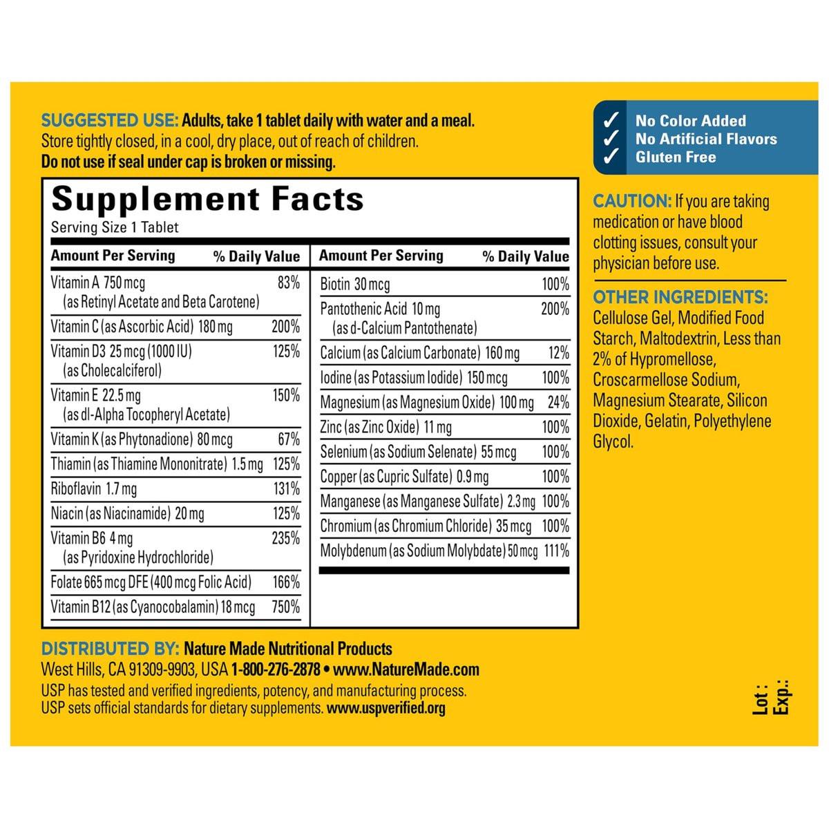 Nature Made Multivitamin für Männer – Ohne Eisen, Tägliche Nahrungsergänzung, 90 Tabletten, 90-Tage-Vorrat
