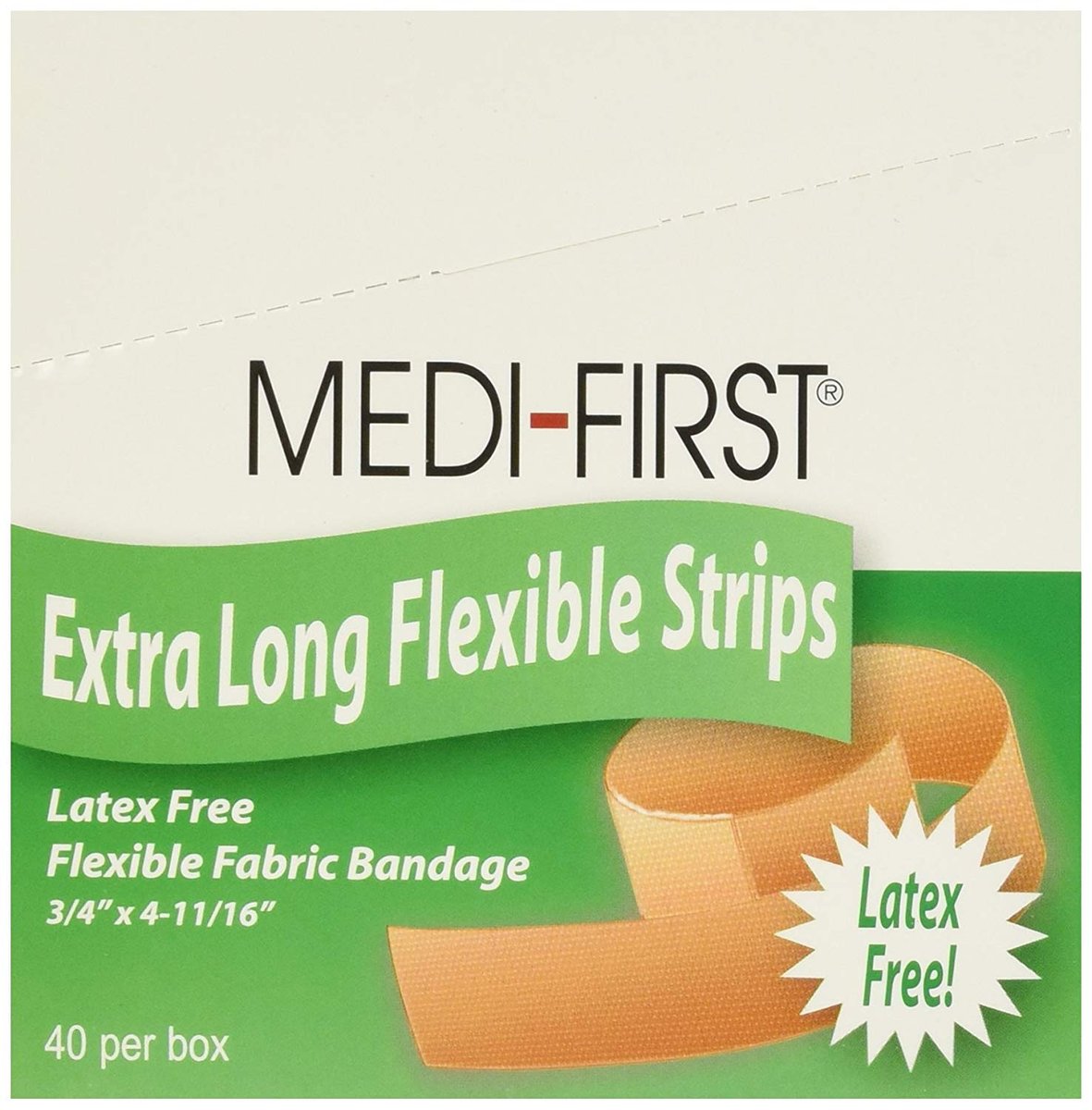 Medi-First 62178 Extra Lange Latexfreie Wundverbände, 1,9 cm x 11,9 cm, 40 Stück pro Box