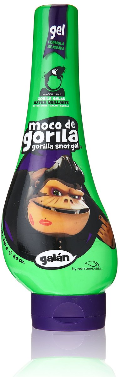 Moco de Gorila Galan Haar Gel | Extra Brillantes Haarstyling-Gel für extrem langanhaltenden Halt – Gorilla Snot Gel für glänzende Frisuren; 11,9 oz Squizz-Flasche