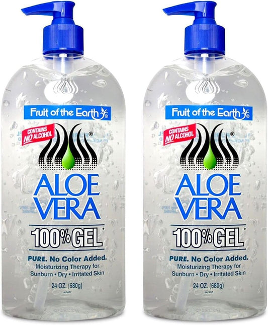 Fruit Of The Earth Aloe Vera 100% Gel 24 oz (2er Pack) – Beruhigende Feuchtigkeitspflege für sonnengestresste Haut