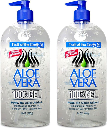 Fruit Of The Earth Aloe Vera 100% Gel 24 oz (2er Pack) – Beruhigende Feuchtigkeitspflege für sonnengestresste Haut