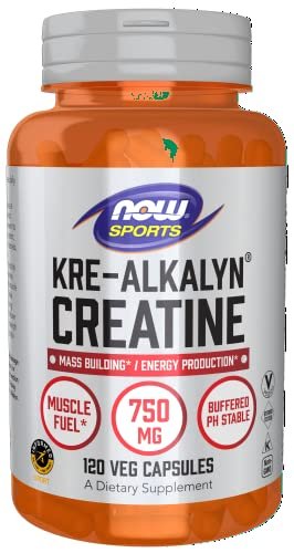 NOW Foods Kre-Alkalyn Creatin 750 mg – 120 vegane Kapseln für Muskelaufbau & Energieproduktion