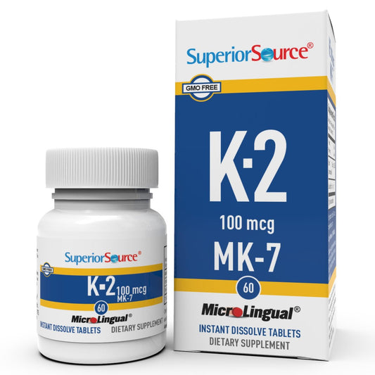 Superior Source Vitamin K2 MK-7 (Menaquinon-7) 100 mcg – Knochenstärke & Herzgesundheit – 60 sublinguale Tabletten
