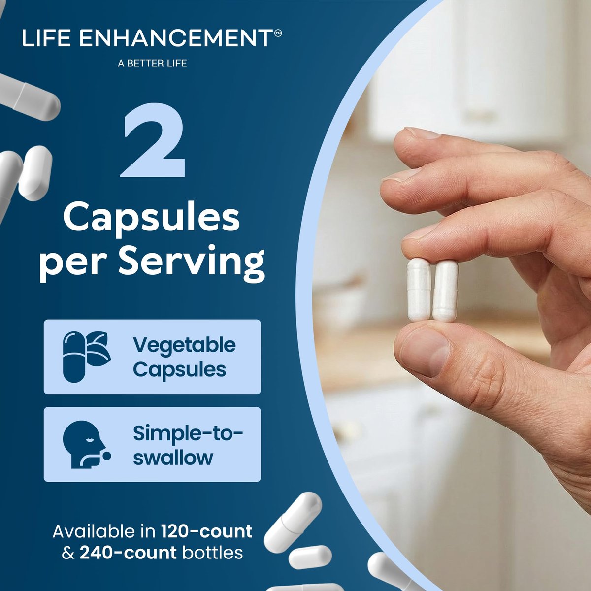 Life Enhancement Hochdosiertes 1020 mg Kaliumpräparat für Muskel-, Gehirn- und Knochengesundheit – Ohne Zusatzstoffe, hoch absorbierbares elementares Kalium, hergestellt in den USA (240 Kapseln – 120 Portionen)