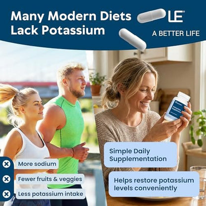 Life Enhancement Hochdosiertes 1020 mg Kaliumpräparat für Muskel-, Gehirn- und Knochengesundheit – Ohne Zusatzstoffe, hoch absorbierbares elementares Kalium, hergestellt in den USA (240 Kapseln – 120 Portionen)